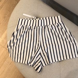 Navy and white striped flowy shorts